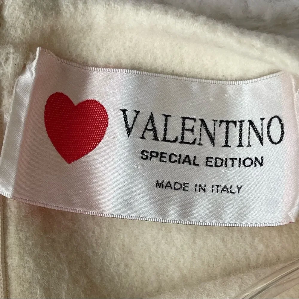 VALENTINO Authentic  Heart Dress Wool Cashmere Silk White Size S‎ Italy